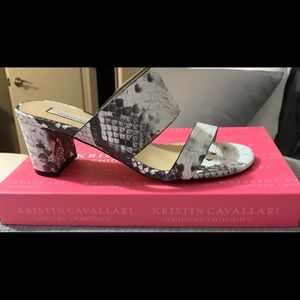 Kristin Cavallari Lakeview new snake leather banded block heel sandals 8.5